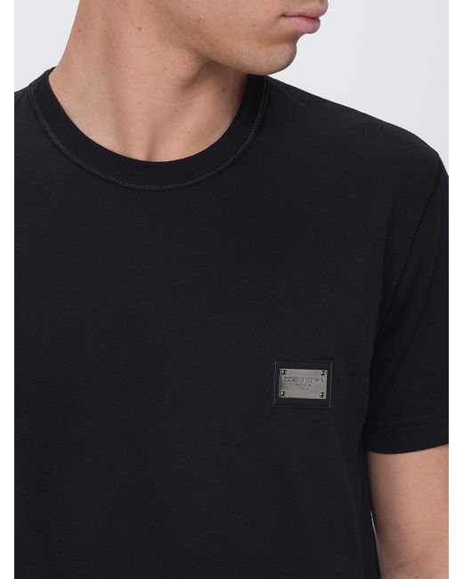 Dolce & Gabbana Black Dolce &Amp Gabbana Cotton T-Shirt With Logo for men