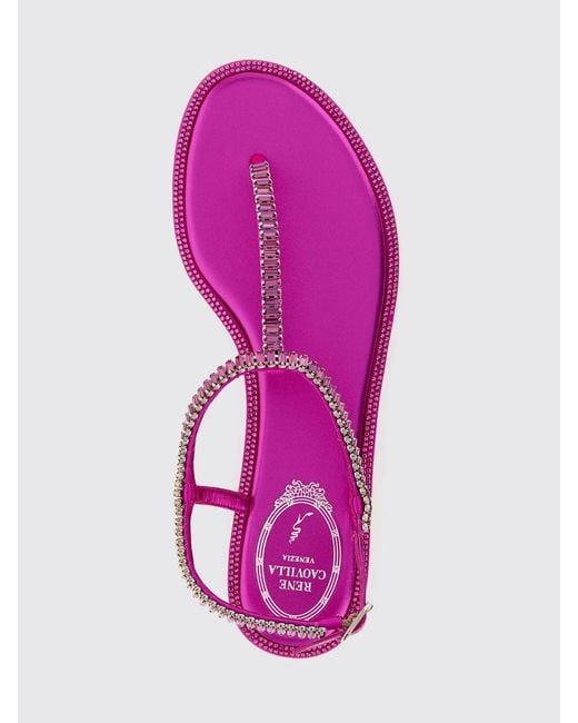Rene Caovilla Pink Diana Satin Sandals With Crystals