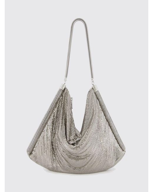 Rabanne White Flared Aluminum Metal Mesh Shoulder Bag With Integrated Handle