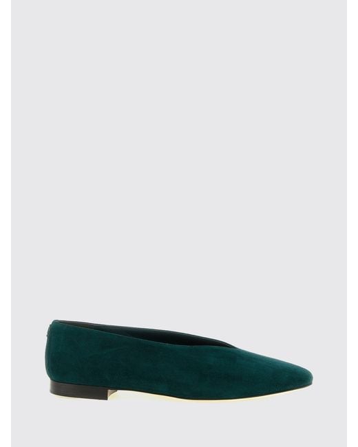 Jimmy Choo Green Margot Suede Almond-Toe Ballet Flats With A Leather Sole