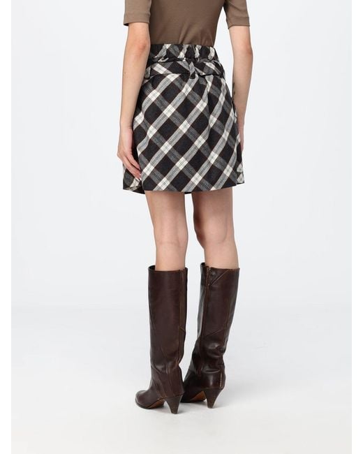 Brunello Cucinelli Black High-Waisted A-Line Check Wool-Blend Mini Skirt