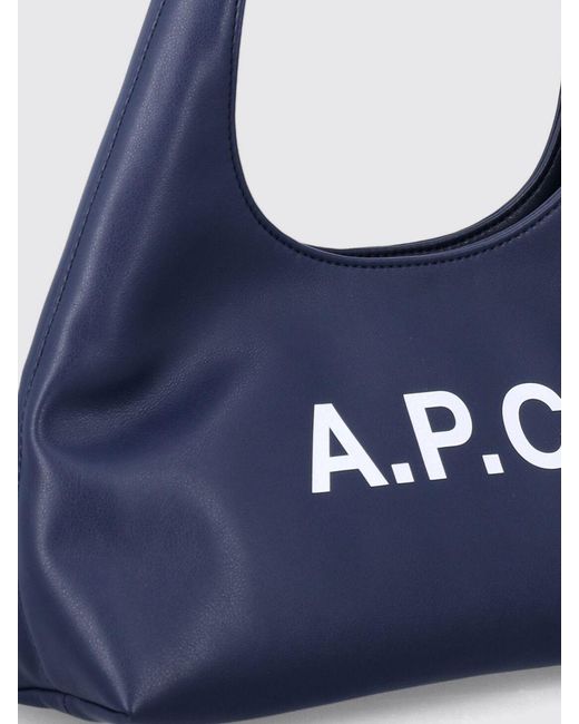 A.P.C. Blue Ninon Synthetic Leather Shoulder Bag With Printed Logo