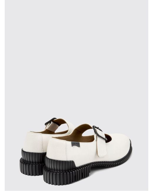 Camper White Pix Leather Ballet Flats