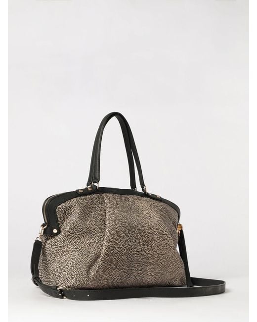 Borbonese Multicolor Frame Polka Dot Recycled Nylon Boston Bag With Leather Details