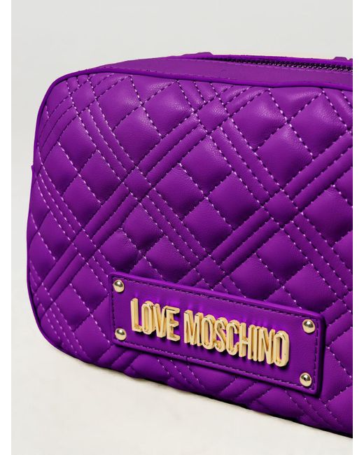Borsa in pelle sintetica trapuntata di Love Moschino in Purple