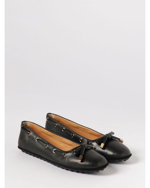 Tod's Black Nappa Ballerinas