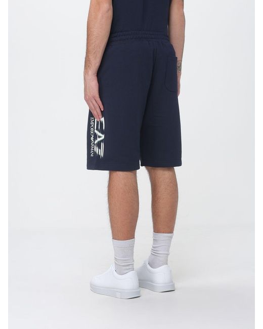 EA7 Blue Cotton Jogging Shorts for men