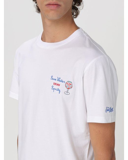 T-shirt in cotone con ricami di Mc2 Saint Barth in White da Uomo