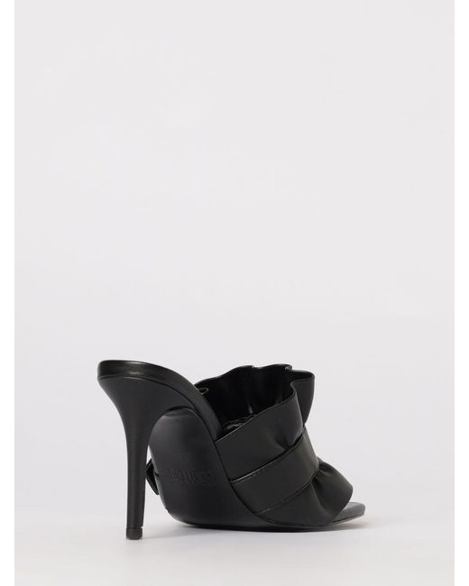 Versace Jeans Couture Black Ruched Faux Leather Mules