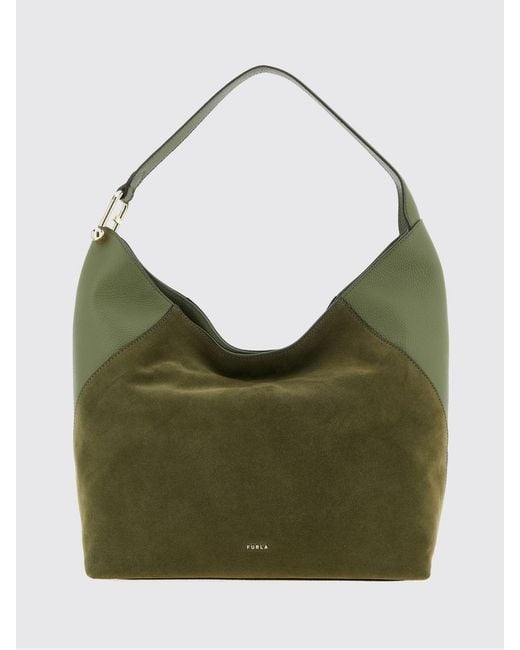 Furla Green Lara Suede Bag
