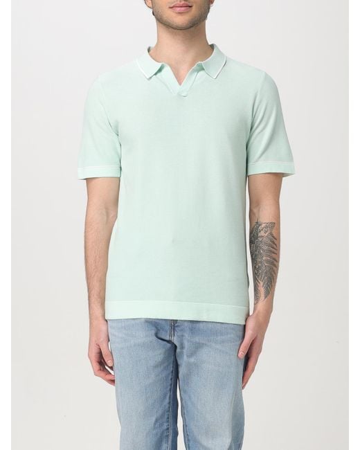 Peuterey Green Knit Polo Shirt Short Sleeves for men