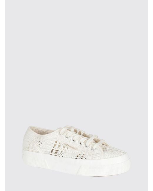 Superga Natural 2740 Platform Crochet Cotton Sneakers