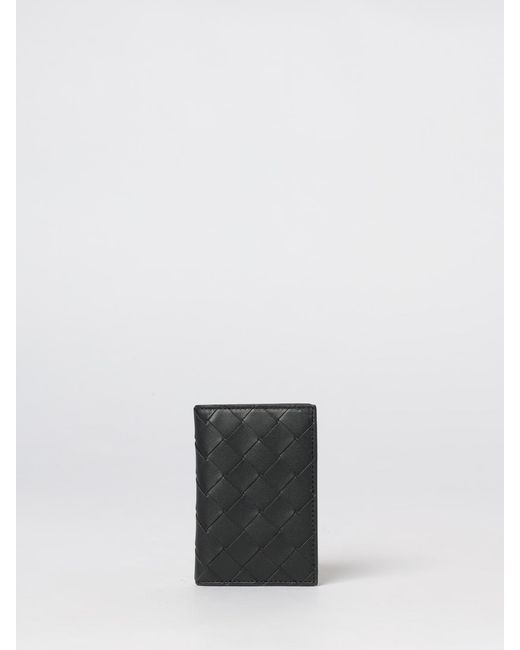 Bottega Veneta White Intrecciato Woven Calfskin Bifold Card Holder for men