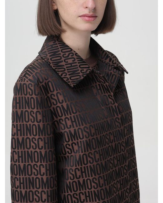 Moschino Couture Black Nylon Trench Coat With Logo