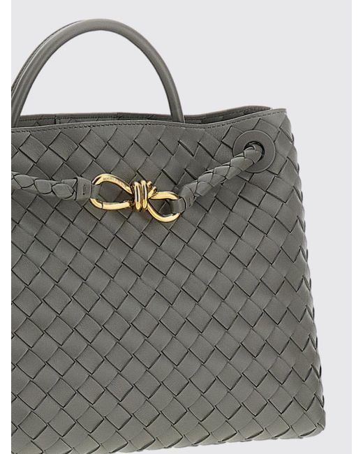 Bottega Veneta Gray Andiamo Medium Woven Leather Bag