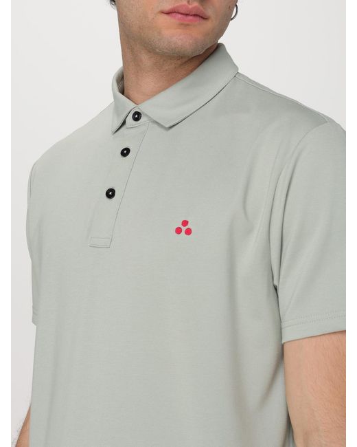 Peuterey Gray Cotton Blend Polo Shirt With Logo for men
