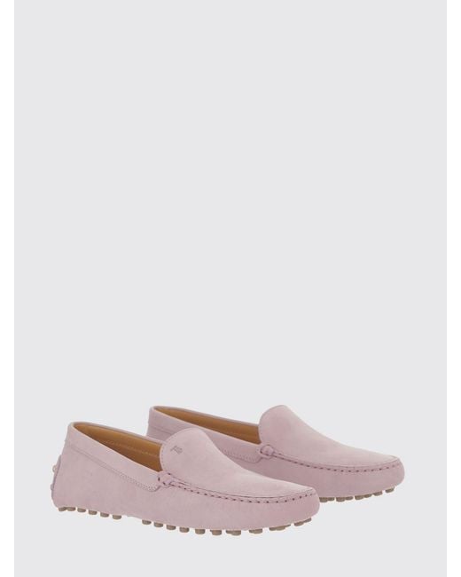 Tod's Pink Suede Driver Loafers