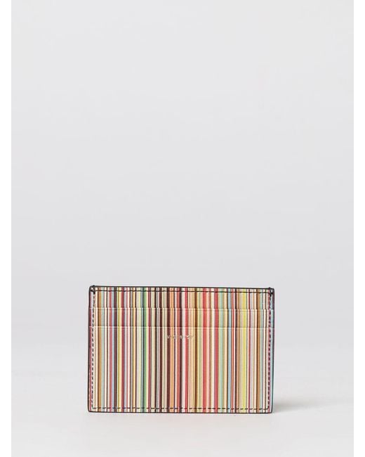 Paul Smith Gray Striped Leather Card Holder for men