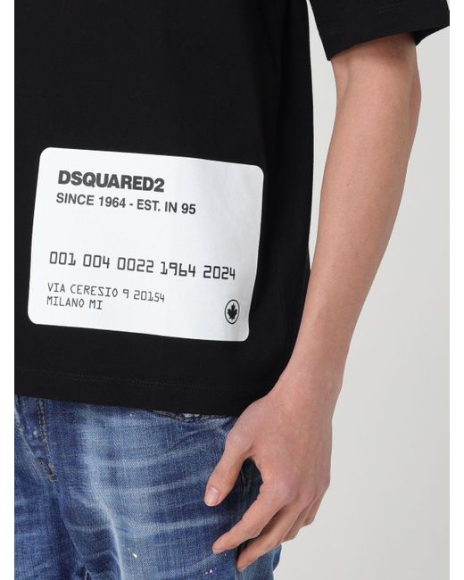 T-shirt in cotone con stampa di DSquared² in Black da Uomo
