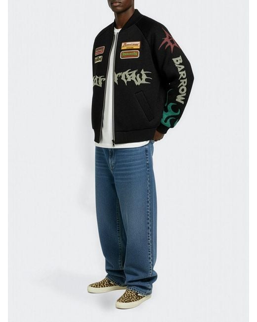 Barrow Black Printed Mesh Bomber Jacket for men