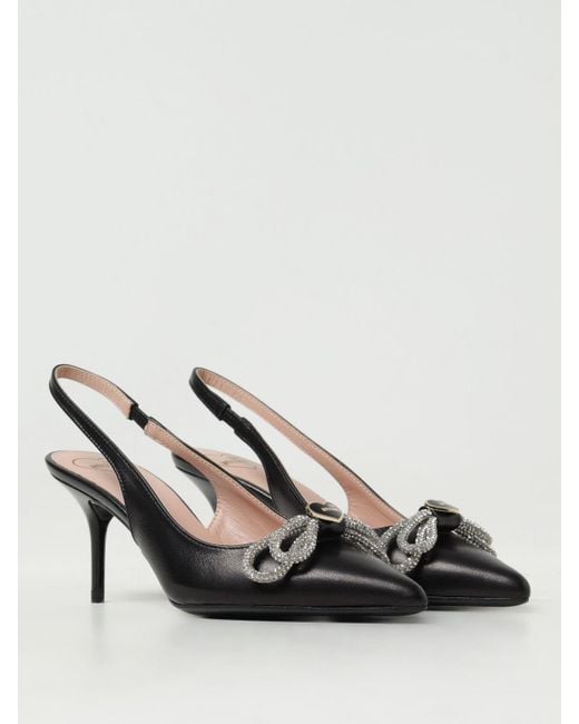 Love Moschino Black Slingbacks In Nappa With Application