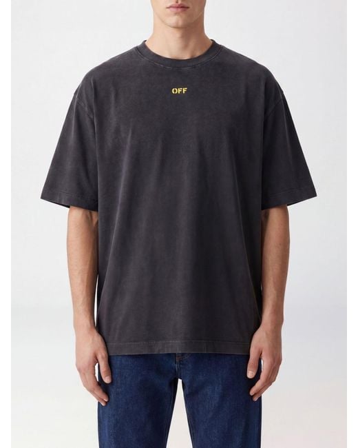 Off-White c/o Virgil Abloh Black Relaxed Fit Graphic Logo Print Cotton T-Shirt for men