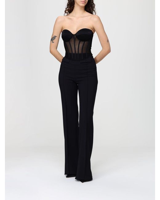 Elisabetta Franchi Black Crêpe Straight Trousers