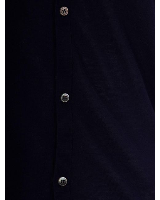 Ballantyne Blue Knitted Polo Shirt for men