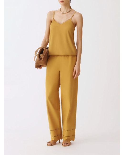 Fabiana Filippi Yellow Cotton Palazzo Trousers