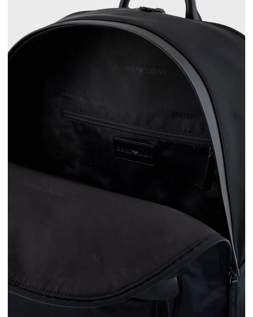 Emporio Armani Black Recycled Nylon Backpack for men