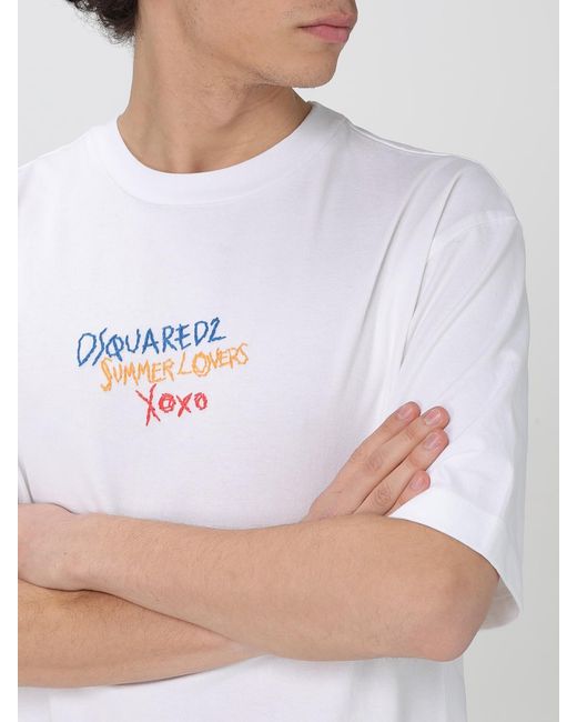 DSquared² White Summer Lovers Graphic Tee for men