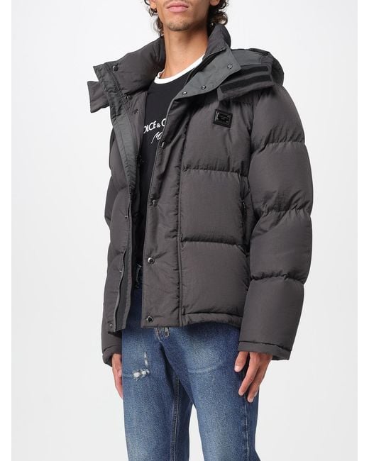 Dolce & Gabbana Gray Dolce &Amp Gabbana Nylon Down Jacket With Hood for men
