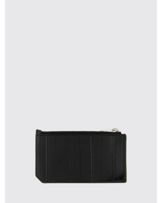 Saint Laurent White Tiny Cassandre Eel Leather Credit Card Holder for men