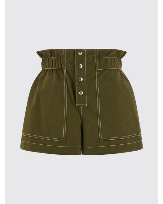 Marni Green High-Waisted Cotton-Blend Shorts With Slant Pockets