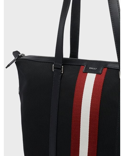 Bally Black Shoulder Tote Bag With Striped Band for men