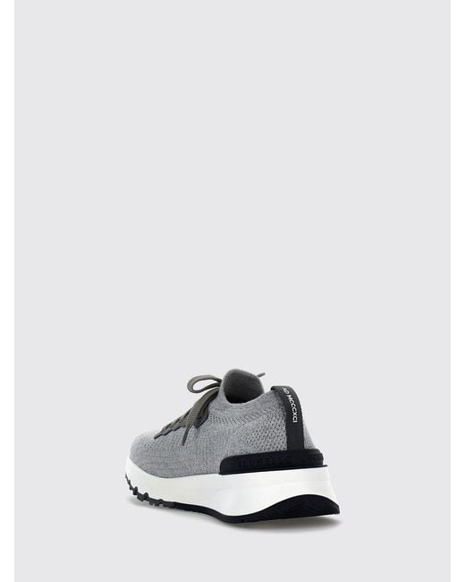 Brunello Cucinelli White Knit Low-Top Sneakers for men