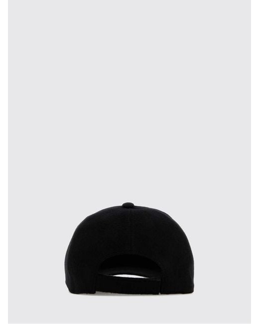 Fendi Black Wool And Cashmere Baseball Cap With Ff Monogram And Velcro Closure for men