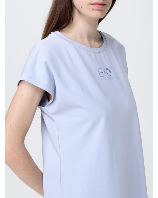 EA7 Blue Stretch Cotton T-Shirt Dress