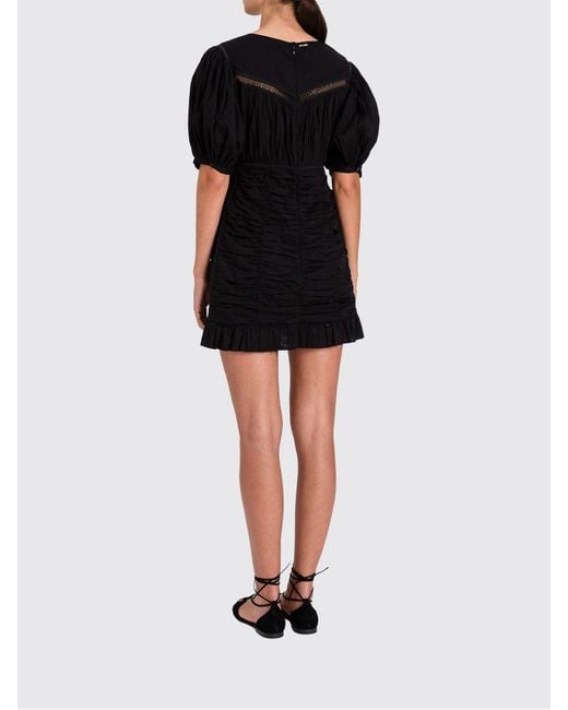 Twinset Black Cotton Sheath Mini Dress With Puff Sleeves