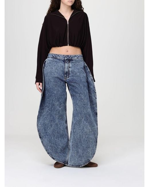 Alaïa Black Viscose Blend Crop Bomber Jacket With Zip