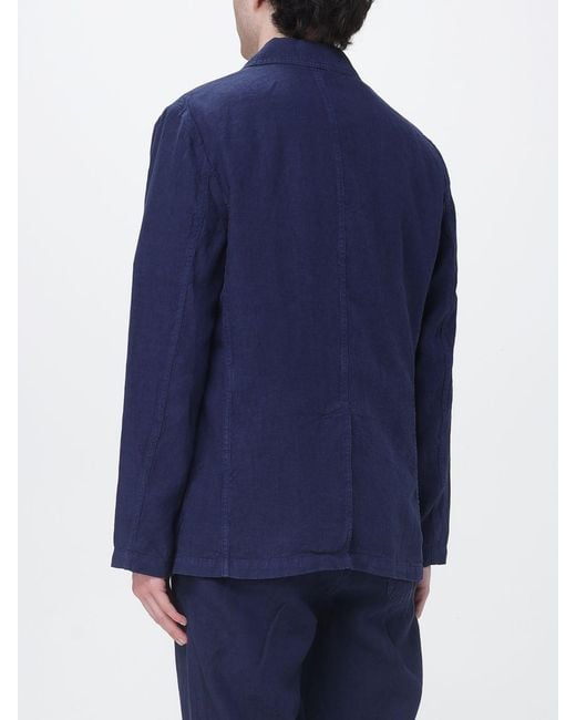 Aspesi Blue Single-Breasted Linen Blazer for men
