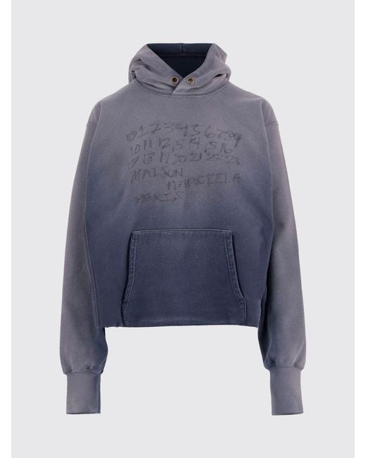 Maison Margiela Blue Logo Cotton Hoodie