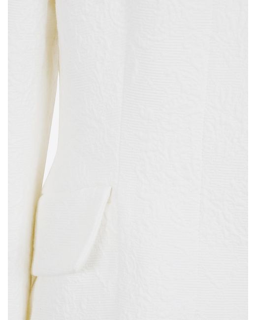 Totême  White Cropped Crew Neck Cotton Jacket With Concealed Closure