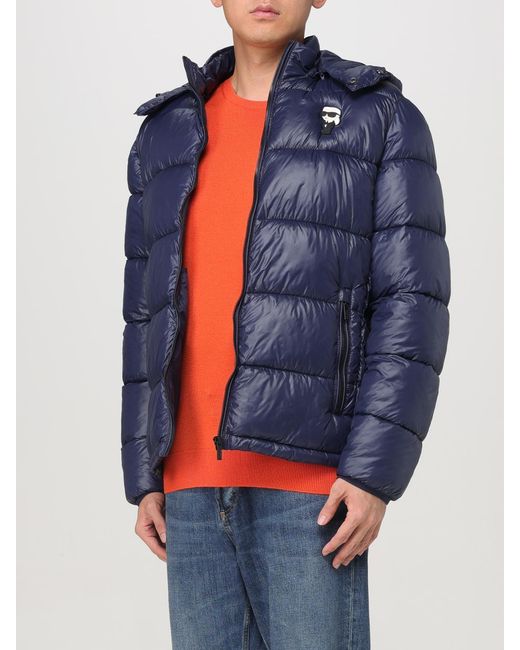 Karl Lagerfeld Blue Quilted Nylon Jacket for men