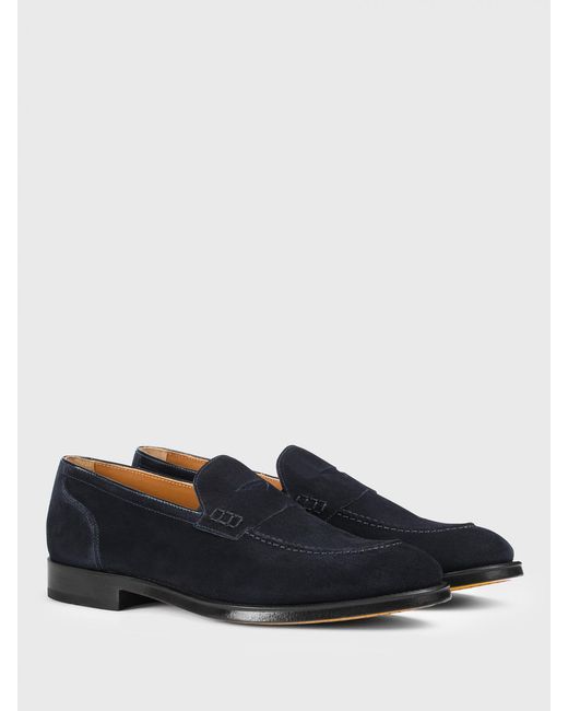 Doucal's Blue Suede Loafers for men