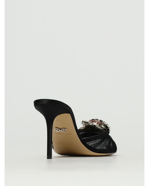 Mach & Mach Black Mesh Nylon Sandal With Jewel Buckle