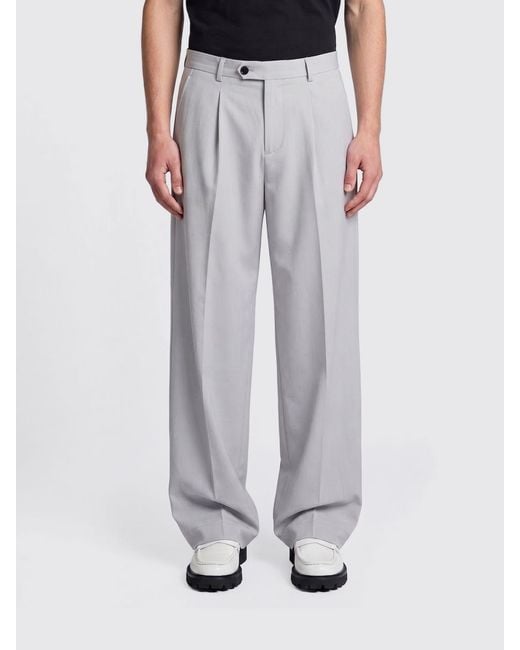 MTL Studio Gray Wool Blend Wide Leg Trousers for men