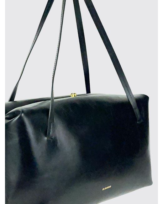 Jil Sander Blue Goji Pillow Smooth Leather Shoulder Bag With Double Handle
