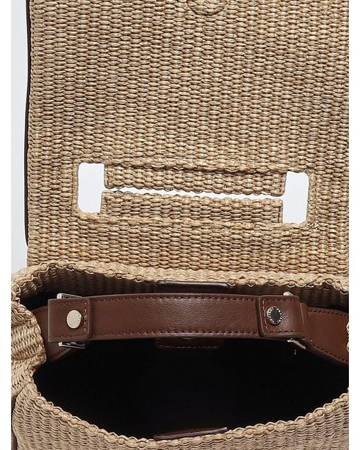 Orciani Natural Sveva Small Raffia Handbag With Removable Shoulder Strap