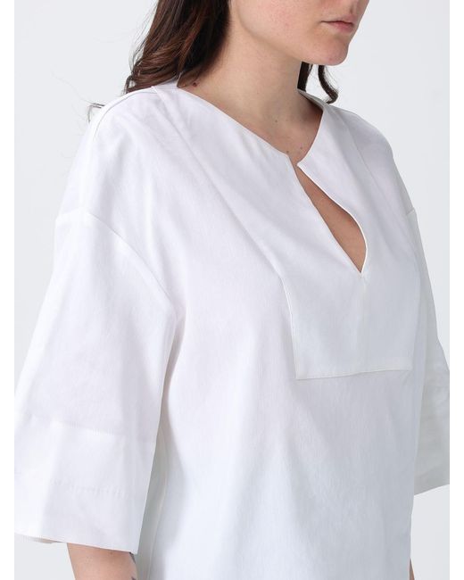 Max Mara Pure White Linen And Viscose Blouse